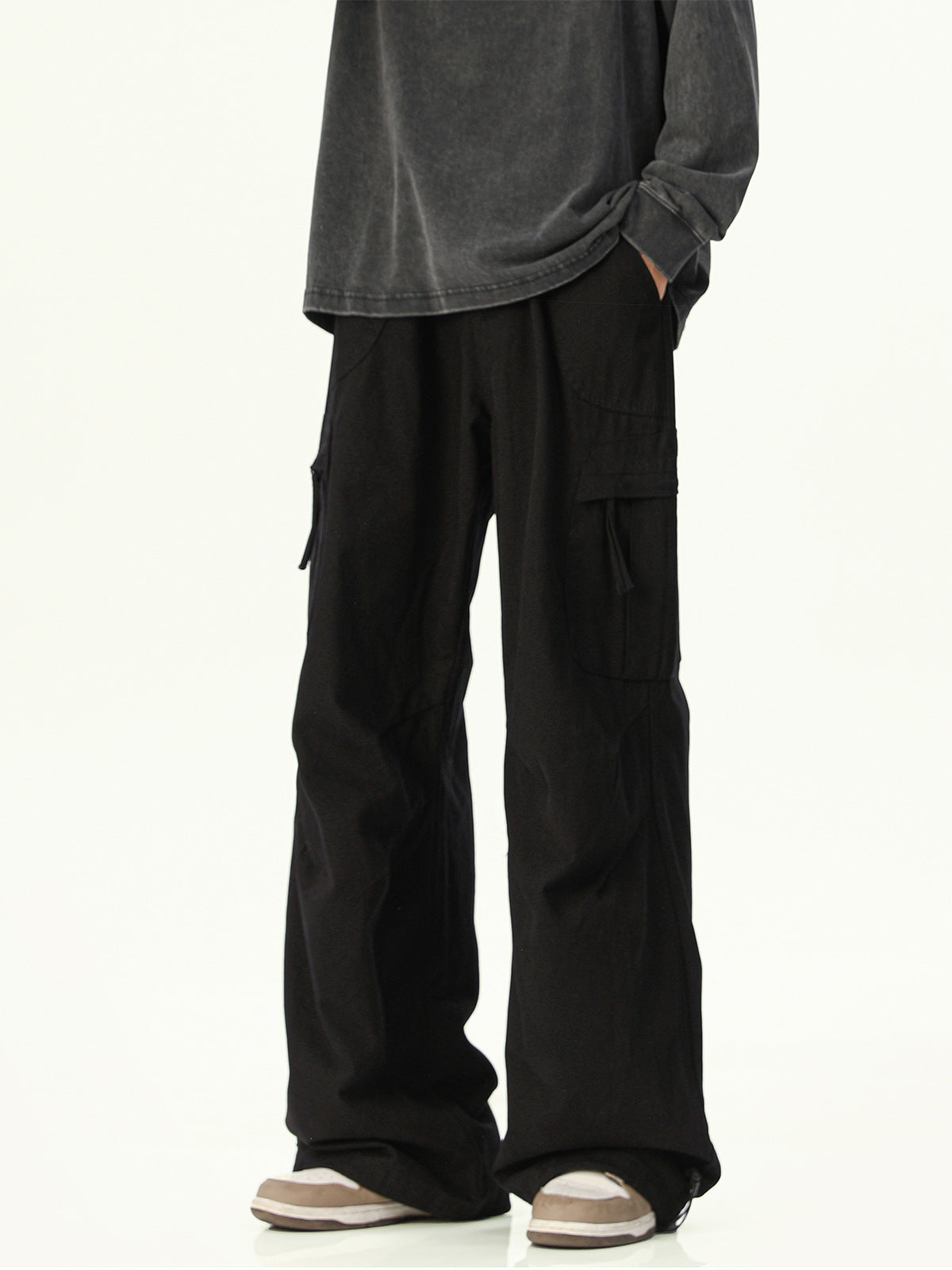 Mens Cargo Trousers - Cotton Utility Pants, Relaxed Streetwear Fit
