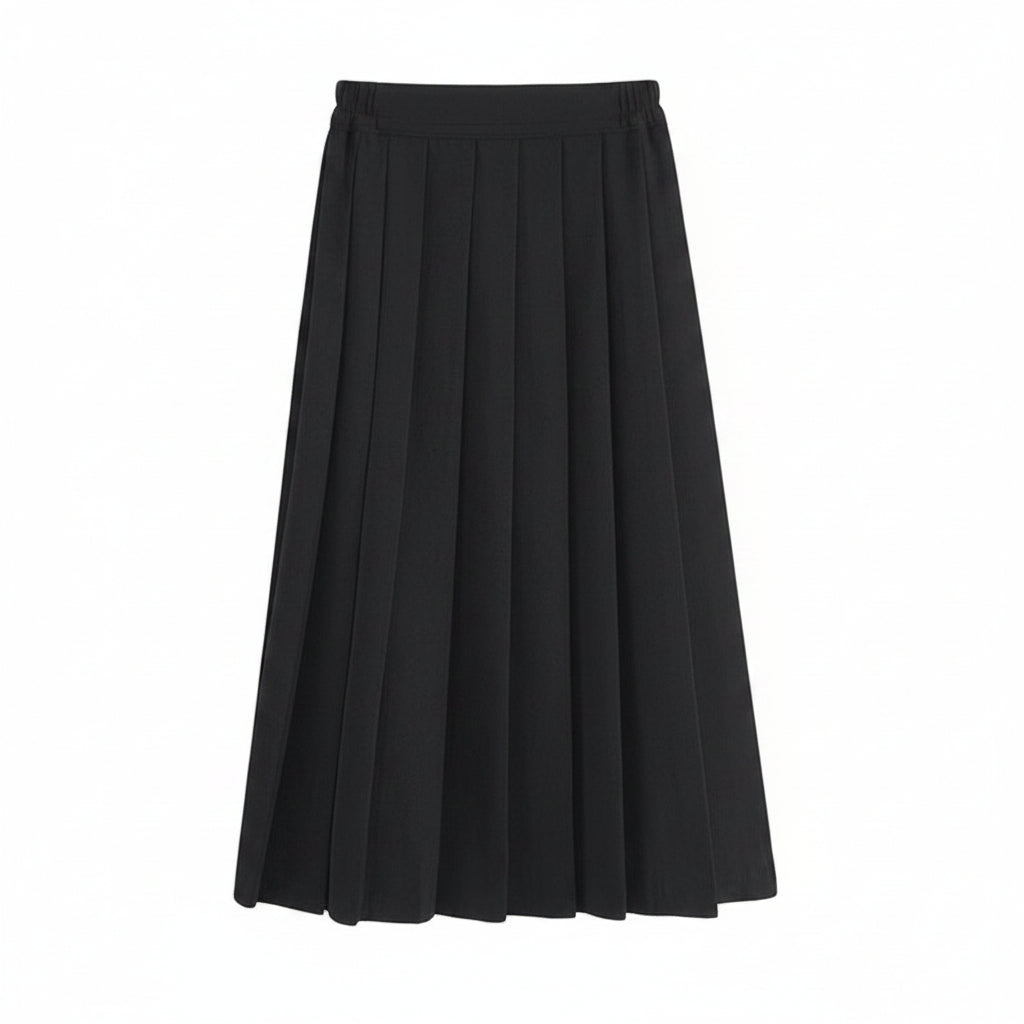 Womens A-Line Pleated Midi Skirt - High Waist Box Pleat