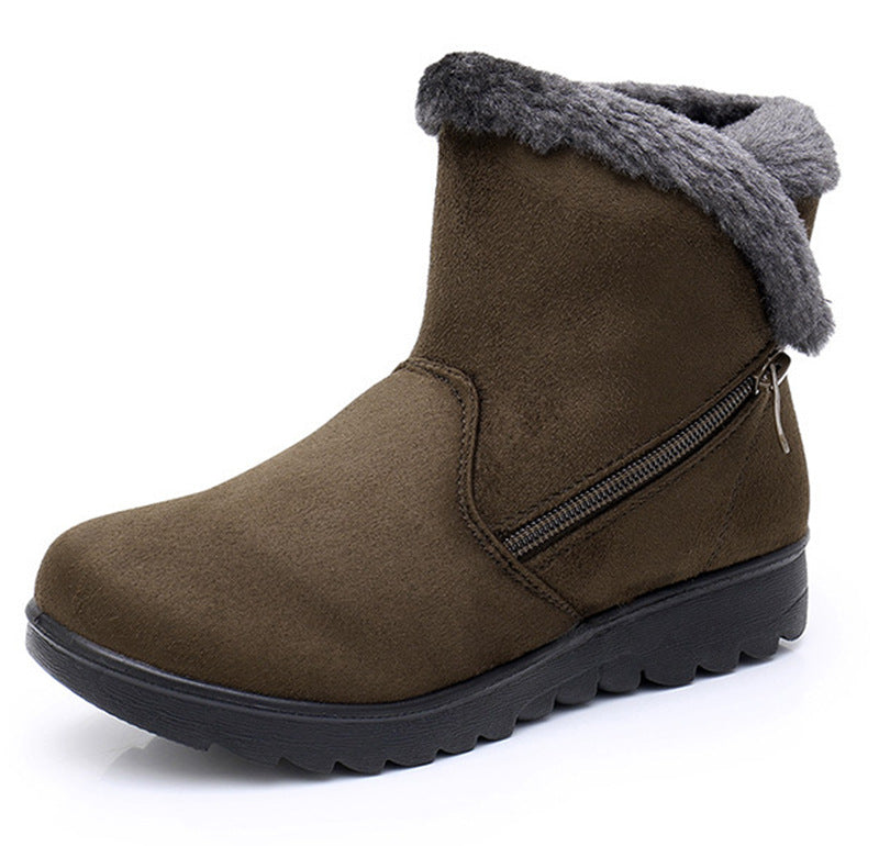 Women's Fur Lined Snow Boots - Warm Side Zip Winter Ankle Boots