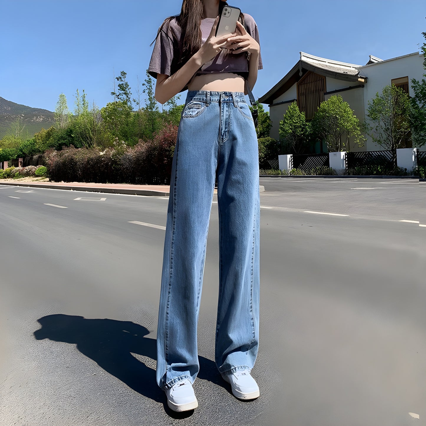 Unisex Wide Leg Jeans High Waist Denim Pants Baggy Y2K 90s Skater Loose Fit Streetwear Casual Fashion Clothing for Men & Women