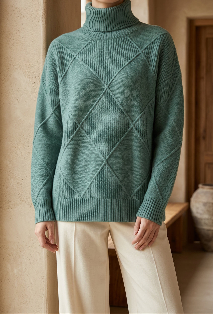 Women's Chunky Turtleneck Sweater - Oversized Knit Pullover, Cozy Winter Jumper