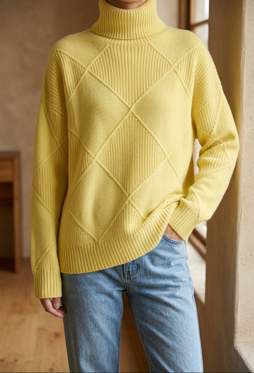 Women's Chunky Turtleneck Sweater - Oversized Knit Pullover, Cozy Winter Jumper