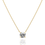 Gold Plated Clavicle Necklace - Simulated Diamond Pendant Chain