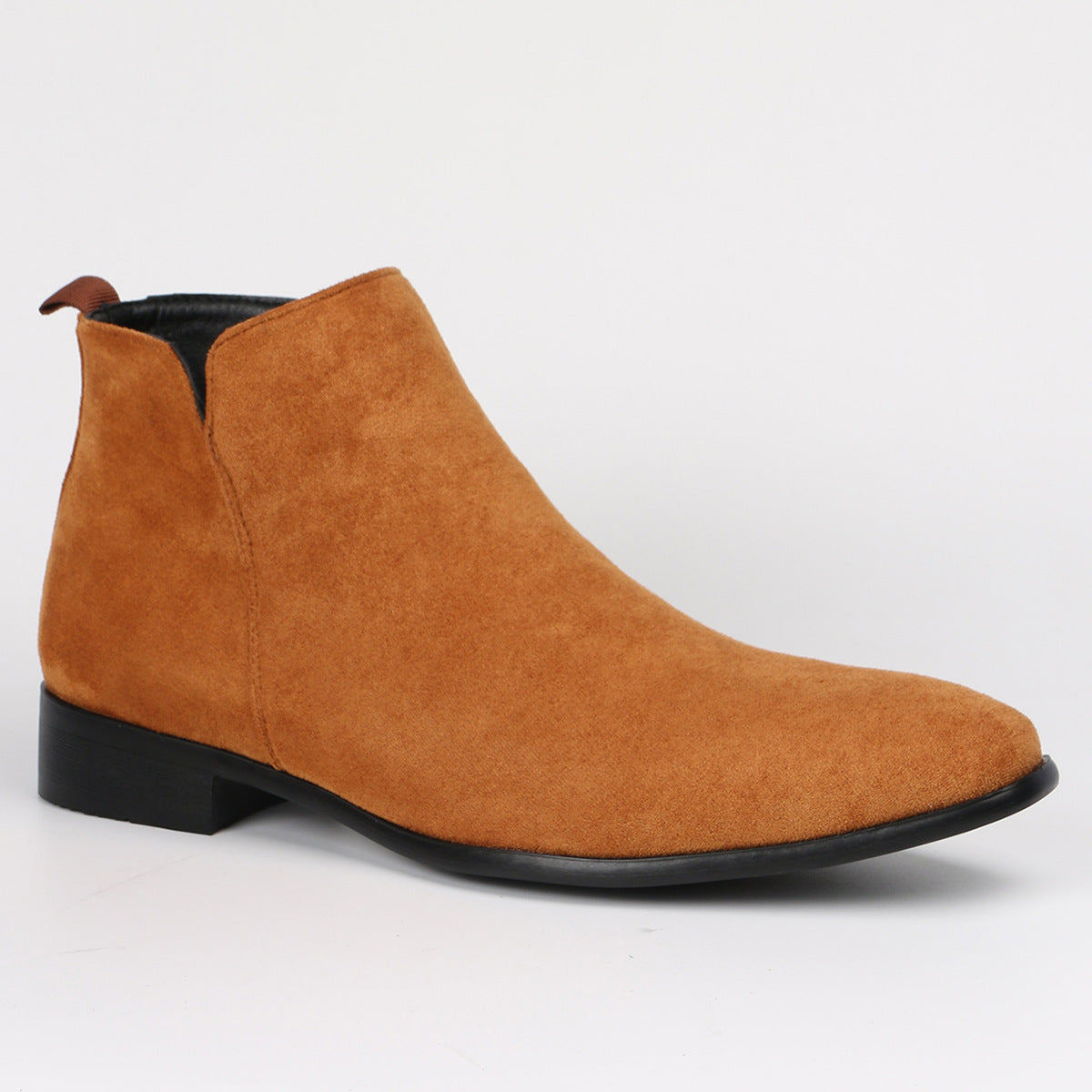 Men's Square Toe Chelsea Boots - Faux Leather Slip On Dress Boots for Fall & Winter