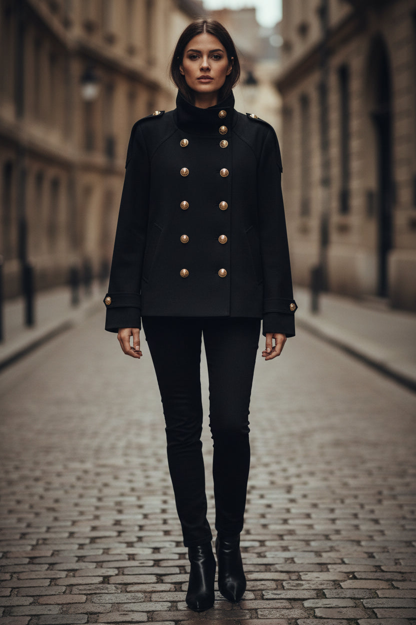 Womens Double Breasted Windbreaker Jacket - Retro Belted Short Cropped Trench Coat
