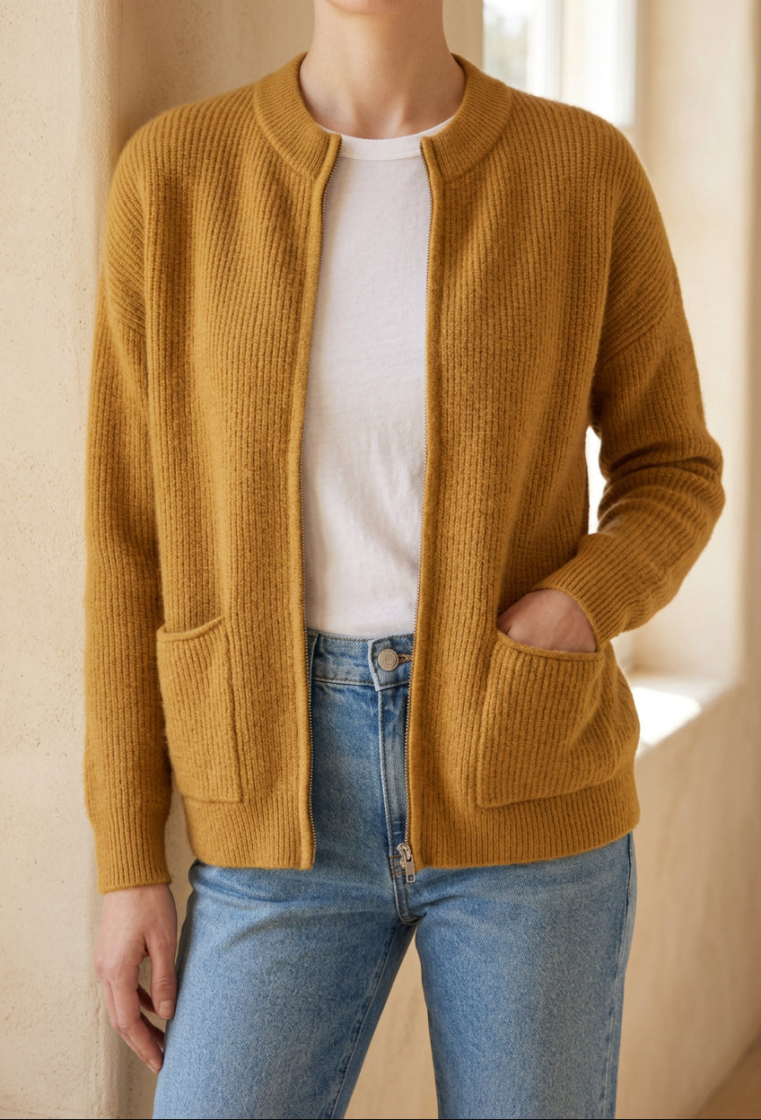 Women's Zip Up Cardigan - Knit Sweater Jacket with Pockets for Fall & Winter