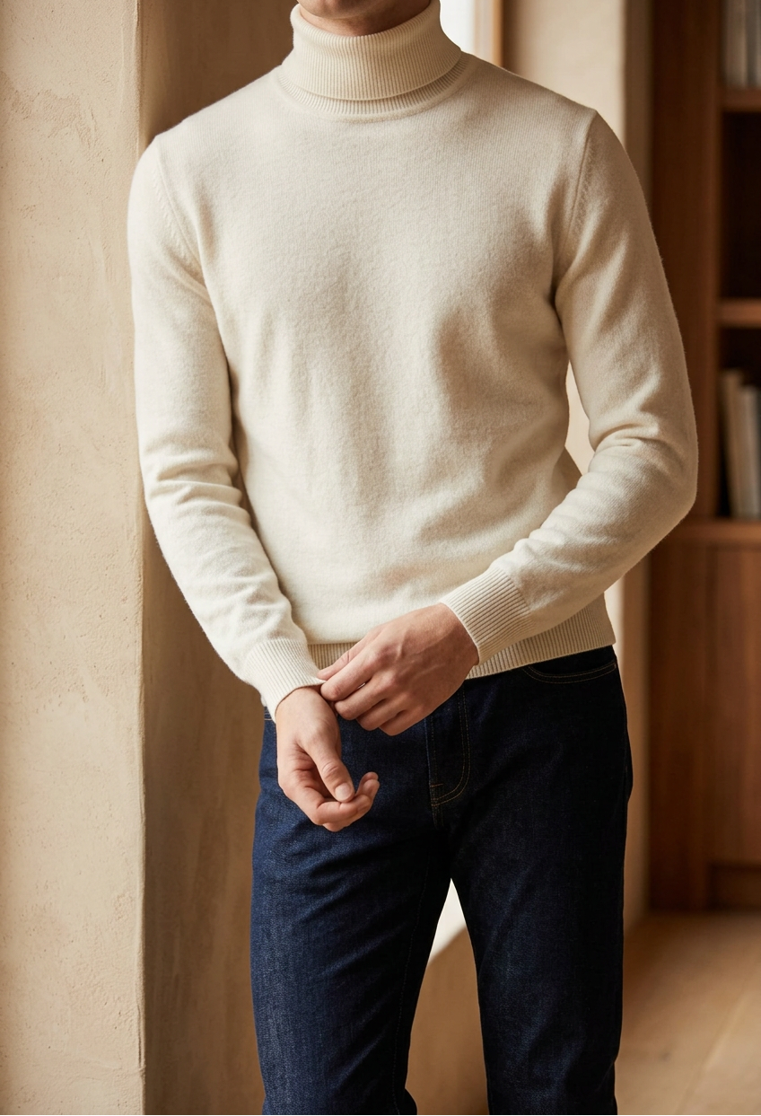 Men's Turtleneck Sweater - Slim Fit Knit Pullover for Fall & Winter