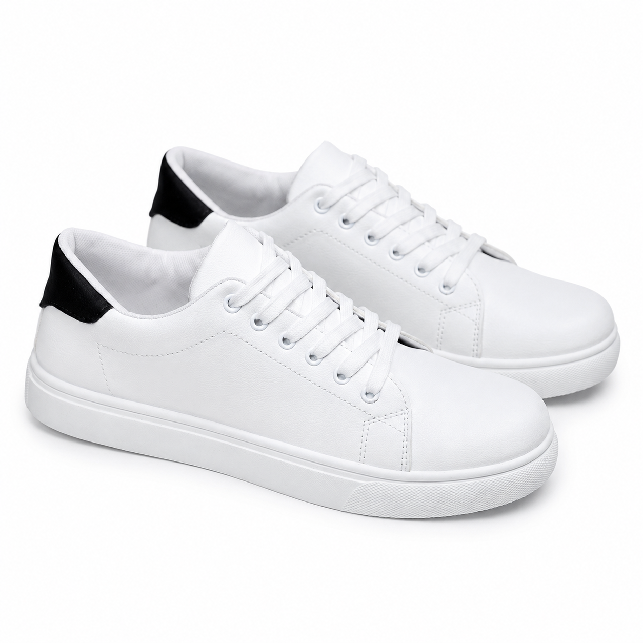 Unisex Leather Sneakers Low Top Minimalist Urban Streetwear Fashion Shoes Chunky Sole Everyday Lifestyle Footwear for Men & Women