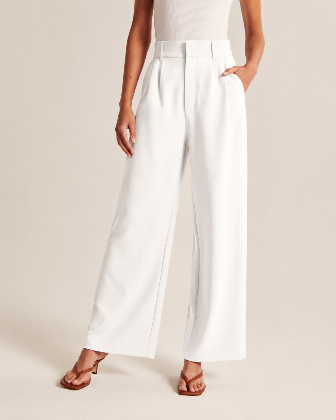 Womens Wide Leg Trousers - High Waist Tailored Palazzo Pants