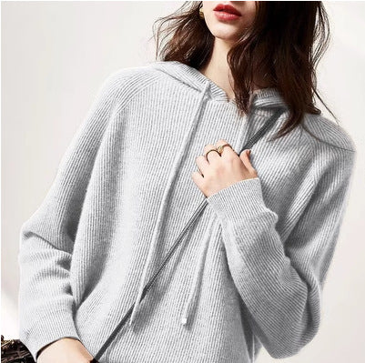 Women's Oversized Knit Hoodie - Chunky Ribbed Hooded Sweater Pullover, Cozy Fall & Winter Jumper