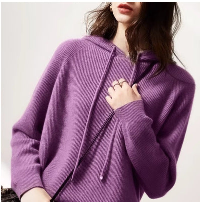 Women's Oversized Knit Hoodie - Chunky Ribbed Hooded Sweater Pullover, Cozy Fall & Winter Jumper