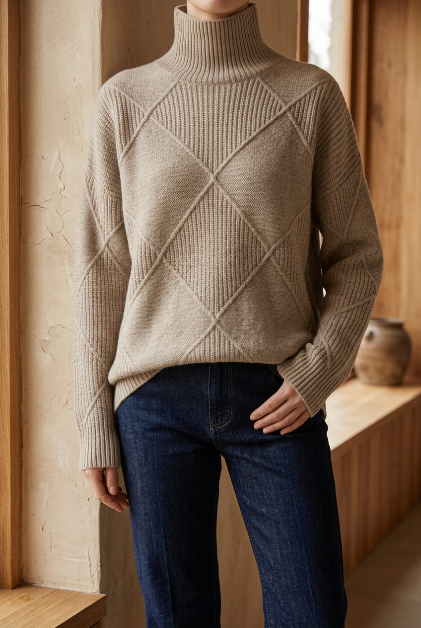 Women's Chunky Turtleneck Sweater - Oversized Knit Pullover, Cozy Winter Jumper