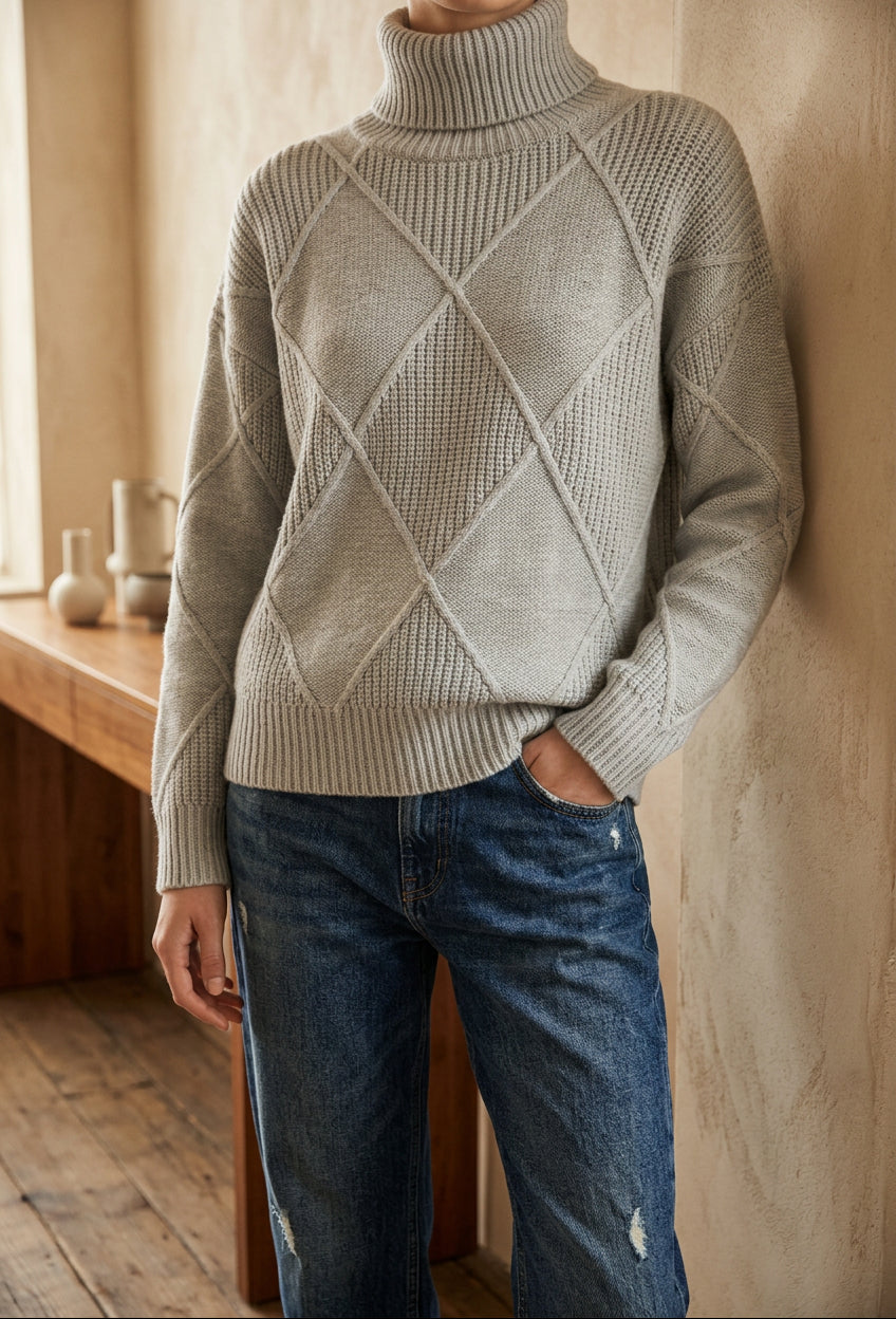 Women's Chunky Turtleneck Sweater - Oversized Knit Pullover, Cozy Winter Jumper