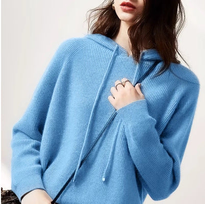 Women's Oversized Knit Hoodie - Chunky Ribbed Hooded Sweater Pullover, Cozy Fall & Winter Jumper