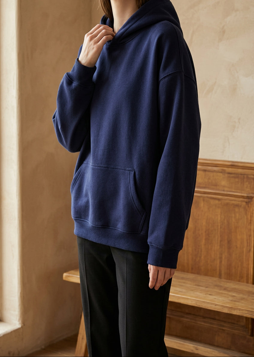 Women's Oversized Hoodie - Heavyweight Cotton Plain Pullover Hooded Sweatshirt