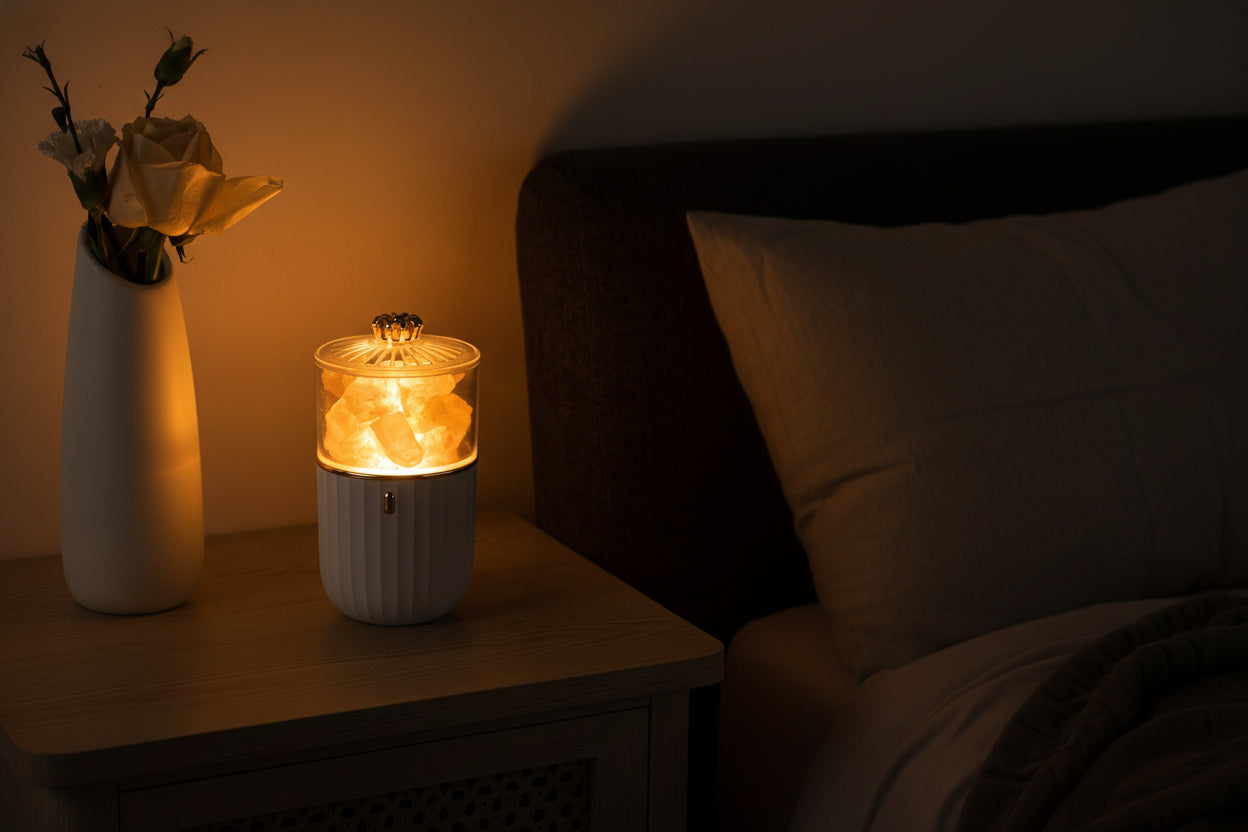 Himalayan Salt Lamp with Aromatherapy - Natural Pink Salt Night Light Diffuser for Bedroom Relaxation