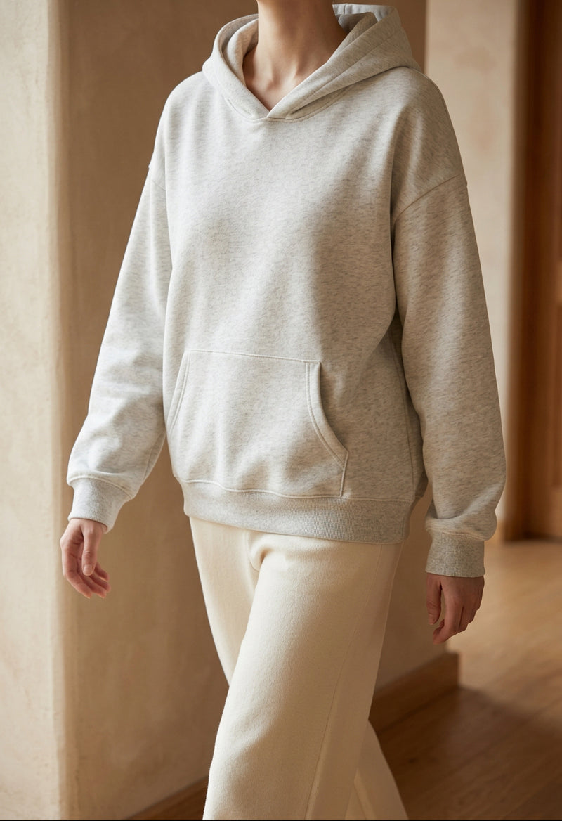 Women's Oversized Hoodie - Heavyweight Cotton Plain Pullover Hooded Sweatshirt