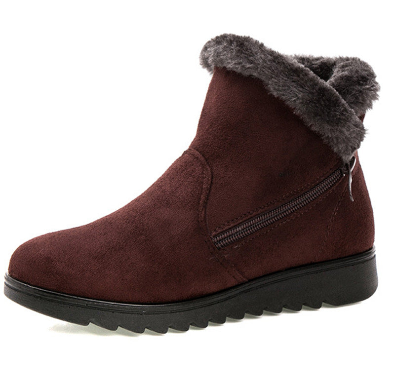 Women's Fur Lined Snow Boots - Warm Side Zip Winter Ankle Boots