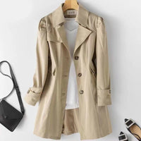 Womens Double Breasted Trench Coat - Mid Length Overcoat, Plus Size