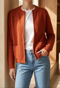 Women's Zip Up Cardigan - Knit Sweater Jacket with Pockets for Fall & Winter
