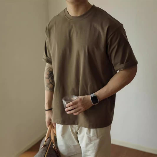 Heavyweight Cotton Crewneck T-Shirt - Unisex Boxy Fit Tee