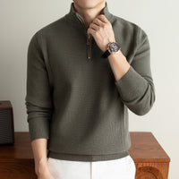 Men's Quarter Zip Sweater - Half Zip Stand Collar Ribbed Knit Pullover, Warm Fall & Winter Jumper