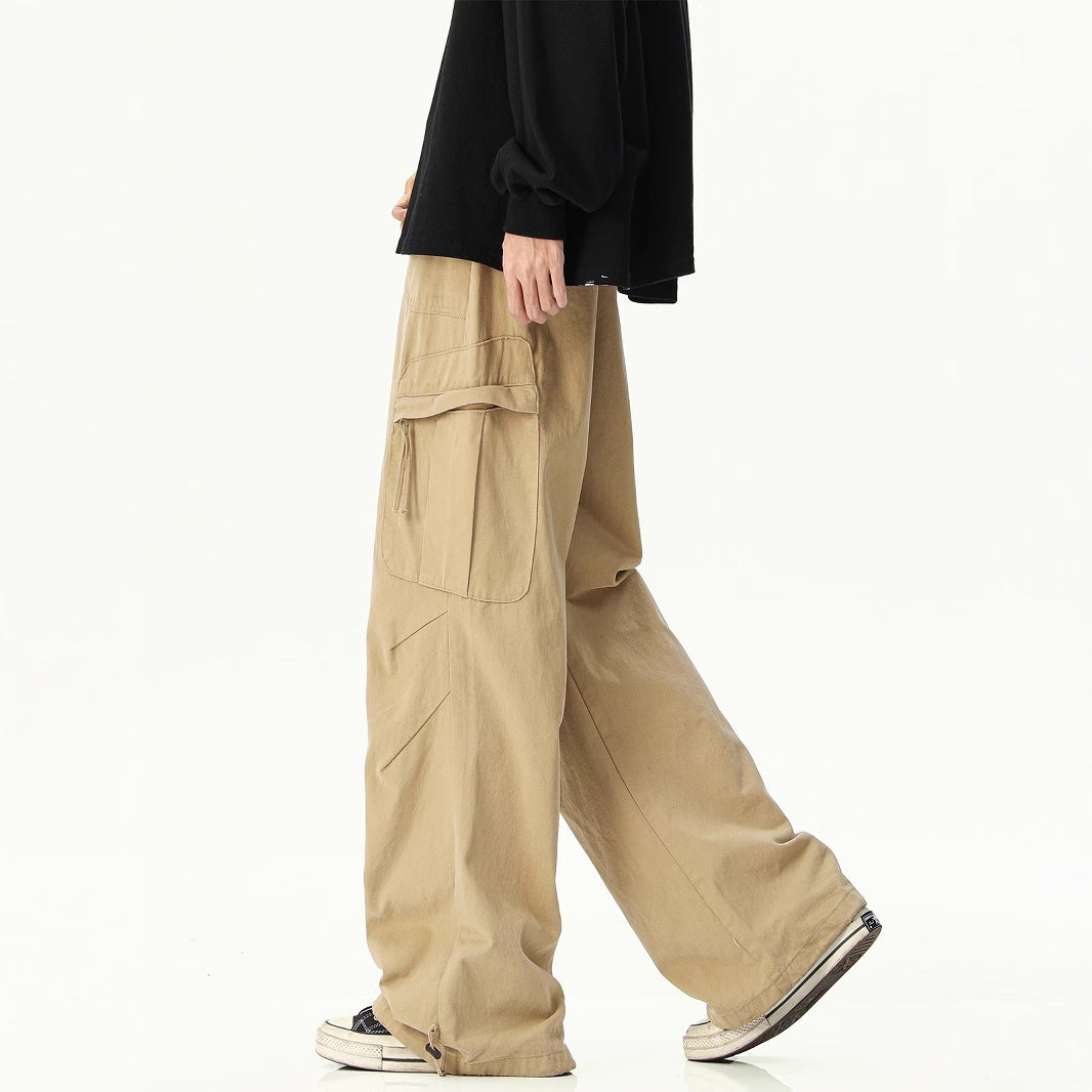 Mens Cargo Trousers - Cotton Utility Pants, Relaxed Streetwear Fit