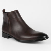 Men's Square Toe Chelsea Boots - Faux Leather Slip On Dress Boots for Fall & Winter