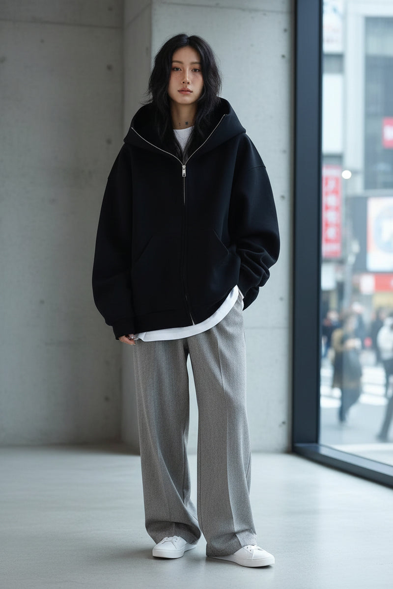 Mens and Women Zip Up Hoodie - Full Zip Stand Collar Hooded Sweatshirt