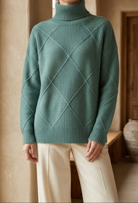 Women's Chunky Turtleneck Sweater - Oversized Knit Pullover, Cozy Winter Jumper