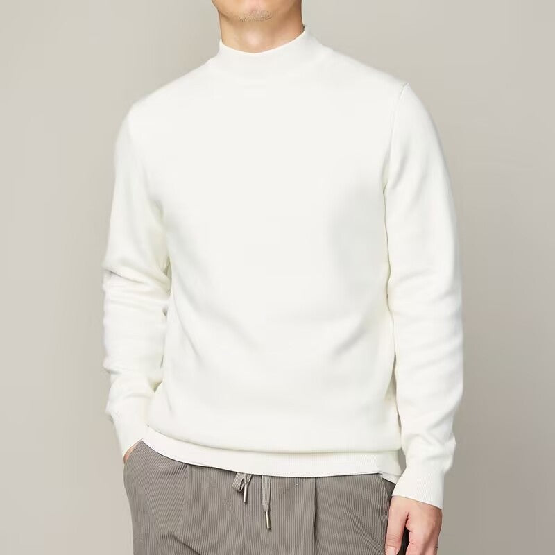Mens Mock Neck Sweater - Turtleneck Knit Jumper Pullover, Loose