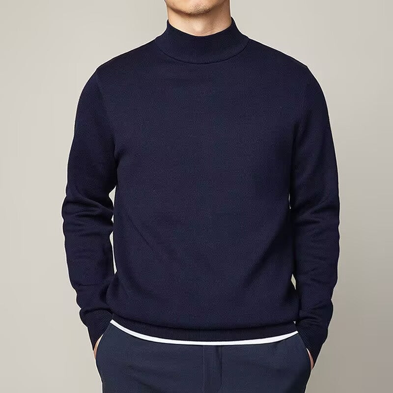 Mens Mock Neck Sweater - Turtleneck Knit Jumper Pullover, Loose