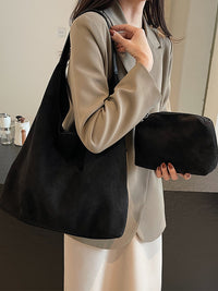 Womens Suede Shoulder Tote Bag - Large Slouchy Underarm Bag