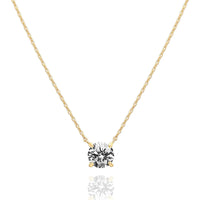 Gold Plated Clavicle Necklace - Simulated Diamond Pendant Chain