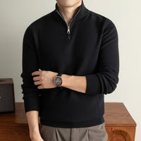 Men's Quarter Zip Sweater - Half Zip Stand Collar Ribbed Knit Pullover, Warm Fall & Winter Jumper
