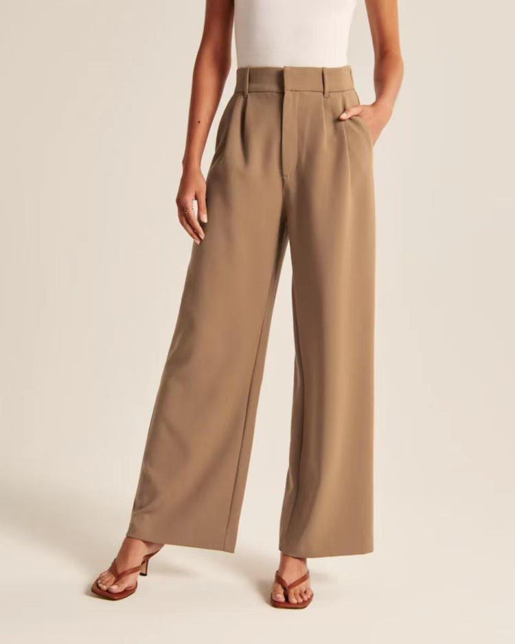 Womens Wide Leg Trousers - High Waist Tailored Palazzo Pants