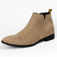Men's Square Toe Chelsea Boots - Faux Leather Slip On Dress Boots for Fall & Winter