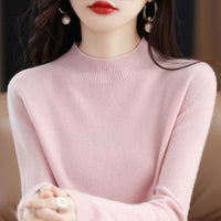 Womens Mock Neck Knitted Sweater - Loose Fit Winter Pullover