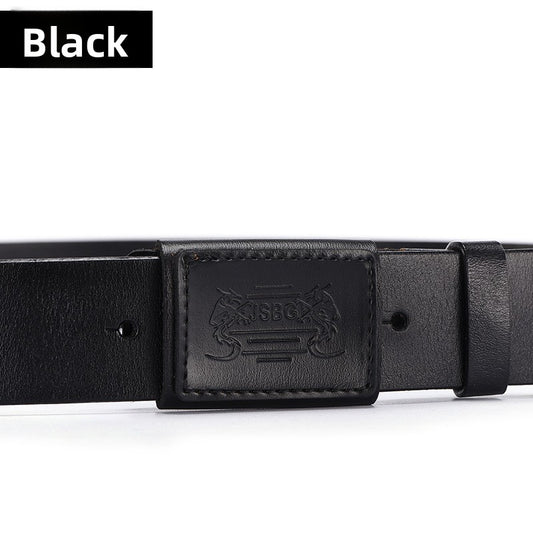 Mens Leather Belt - Smooth Buckle, Metal-Free Hypoallergenic