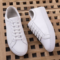 Classic White Leather Sneakers - Unisex Low Top Minimalist Trainers
