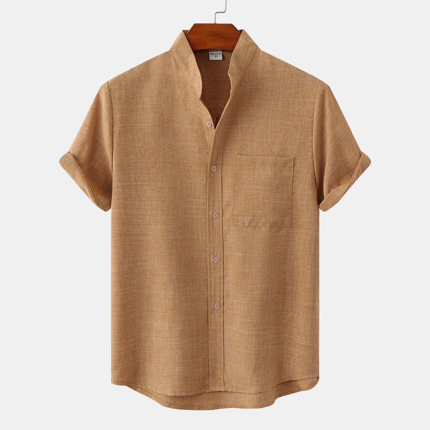Men's Stand Collar Short Sleeve Shirt