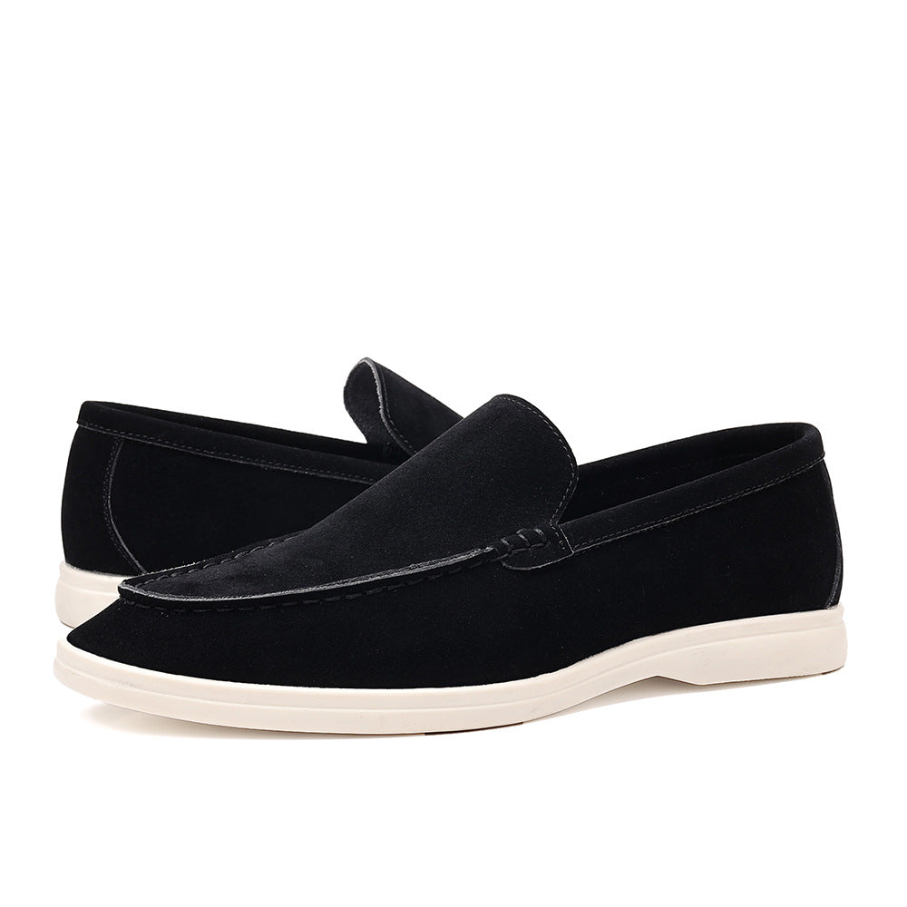 Mens Slip On Loafers - Low Wedge Heel Casual Driving Shoes