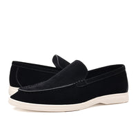 Mens Slip On Loafers - Low Wedge Heel Casual Driving Shoes