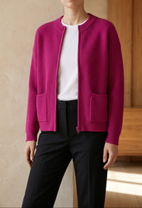 Women's Zip Up Cardigan - Knit Sweater Jacket with Pockets for Fall & Winter