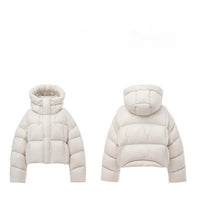 Womens Hooded Puffer Jacket - Loose Fit Padded Winter Coat