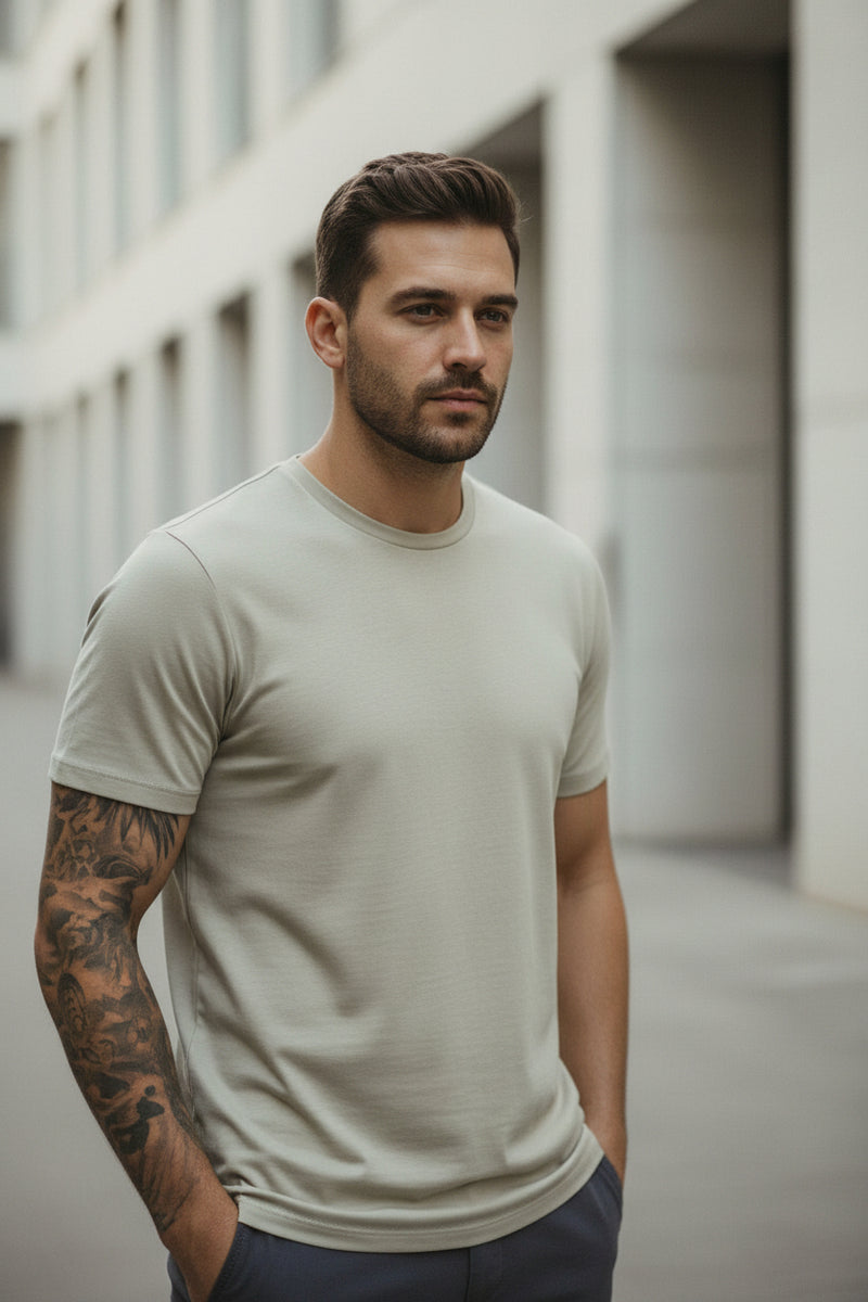 Mens Merino Wool Blend T-Shirt - Lyocell Breathable Base Layer