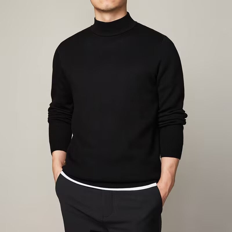 Mens Mock Neck Sweater - Turtleneck Knit Jumper Pullover, Loose