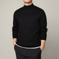 Mock Neck Turtleneck Sweater - Jacquard Knit Jumper, Loose Fit