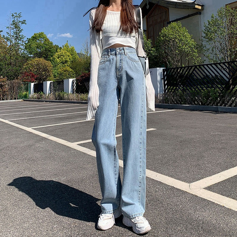 Unisex Wide Leg Jeans High Waist Denim Pants Baggy Y2K 90s Skater Loose Fit Streetwear Casual Fashion Clothing for Men & Women