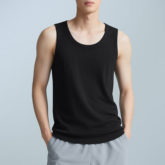 Mens Ribbed Cotton Singlet - Breathable Sleeveless Vest Tank